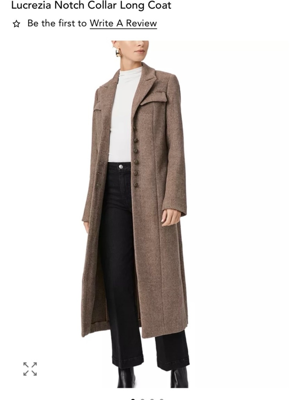 PAIGE Lucrezia Notch Collar Long Coat in Brown